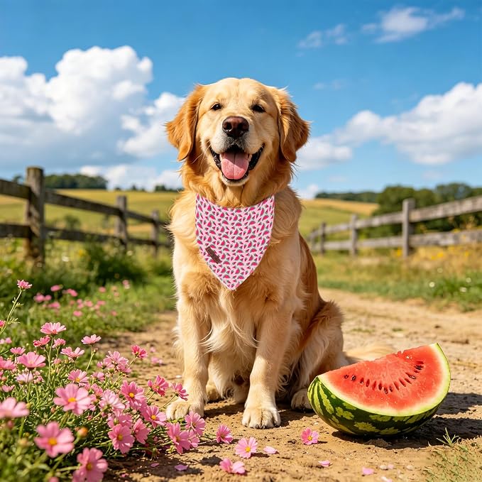 Lionet Paws Summer Dog Bandana Washable Cotton Pink Handkerchief Scarf Triangle - Image 4