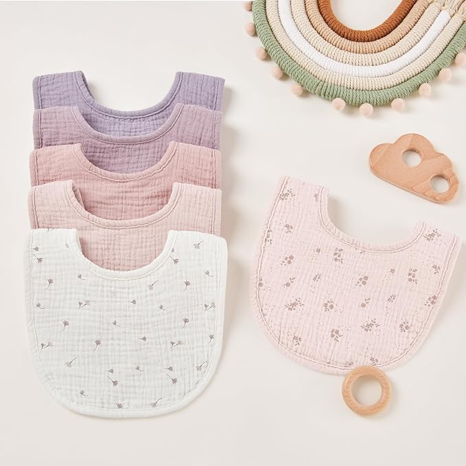 Susurration Muslin Baby Drool Bibs 6Pack Soft Square Adjustable Baby Bandana - Image 4