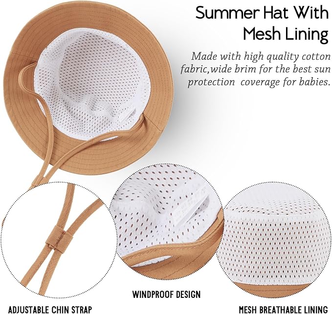 JANGANNSA Cotton Baby Sun Hat Infant Toddler Boys Girls Bucket Hats Summer Sun - Image 5