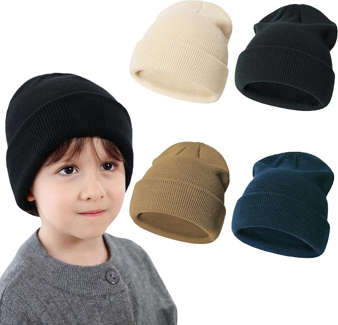 Baby Toddler Infant Winter Soft Knit Beanie Hats Set by SeaZaela