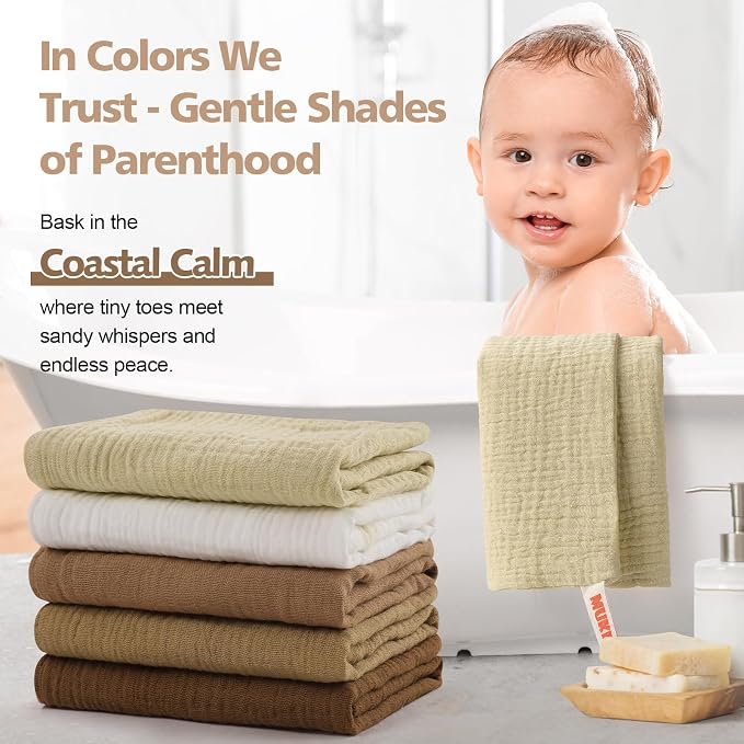 MUKIN Baby Washcloths, Muslin Burp Cloths Towels - Image 5
