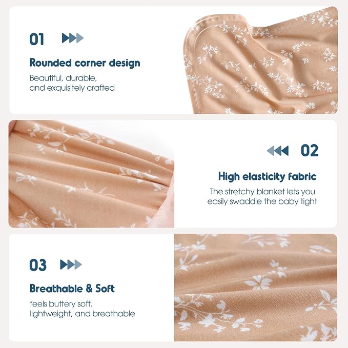 3-Pack Ultra Soft Stretchy Jersey Knit Baby Swaddle Blankets, 33x44 | Snug - Image 5