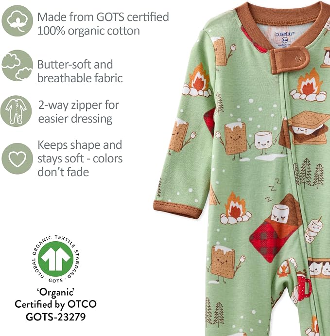 Butterblu Scout Sleep & Play 100% Organic Cotton Footed Zip Front PJs | GOTS - Image 7