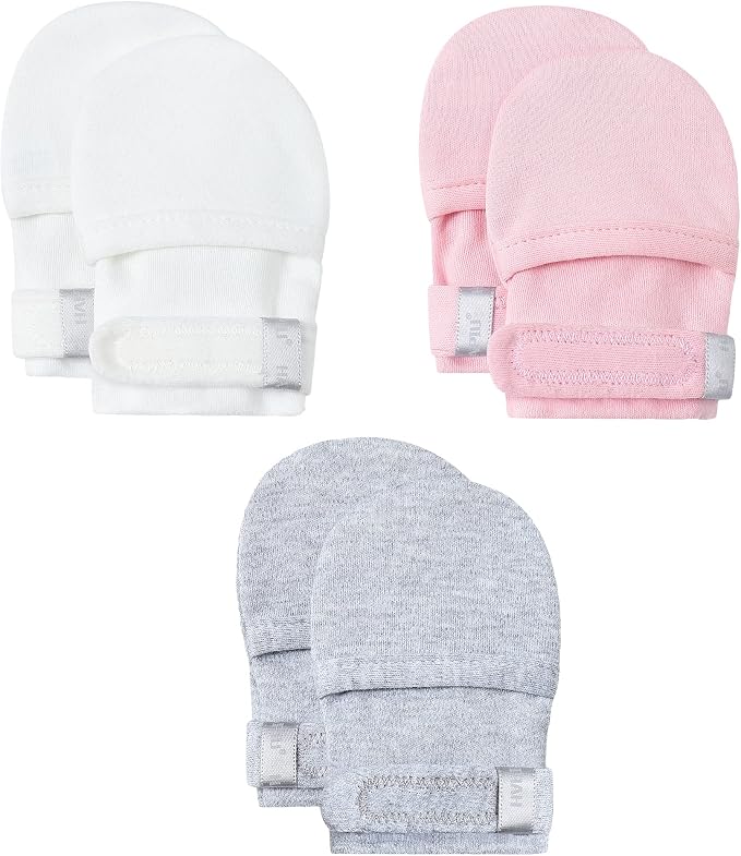 Baby Newborn No Scratch Mittens Stay On, 100% Cotton Adjustable 0-12M | Soft by HAPIU
