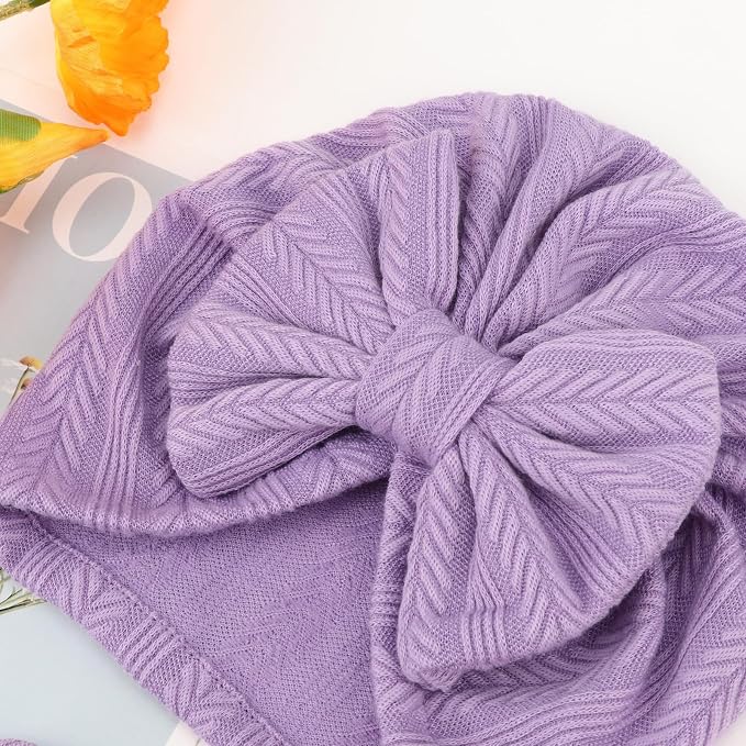 BQUBO Newborn Girls Hats Baby Hat and Mittens Set Infant Caps Bow Hospital - Image 3