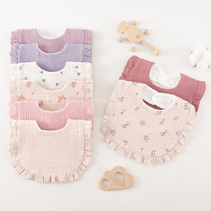 Bearmoss 8 Pack Muslin Baby Bibs - Image 6