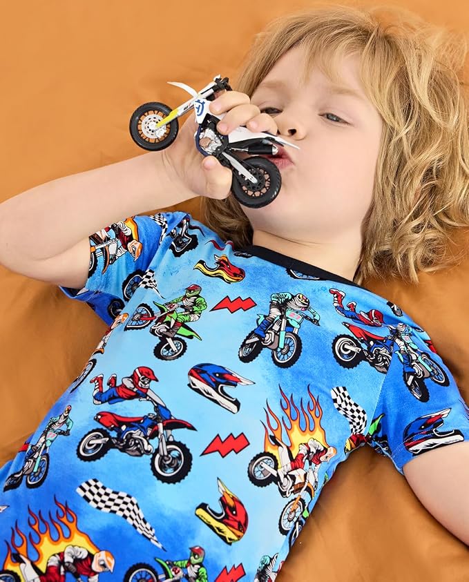 babee Reshinee Bamboo Viscose Toddler Boys Pajamas Set, Short Sleeve Kids - Image 4