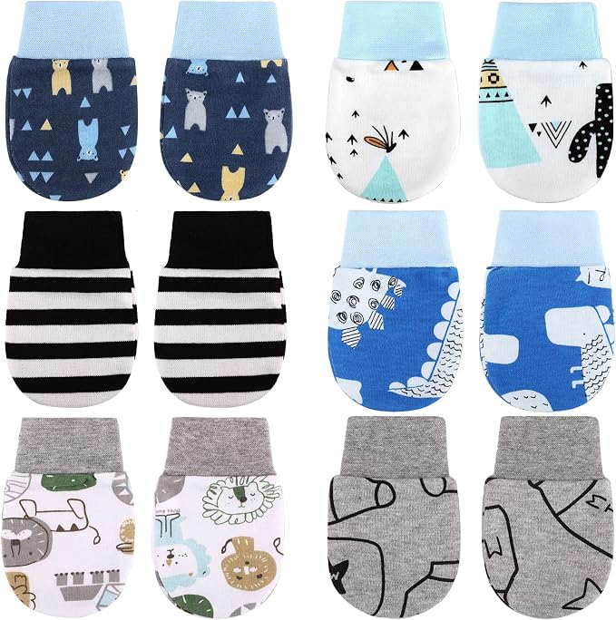 6 Pairs Newborn Baby Mittens No Scratch Gloves Infant Toddler Anti Scratch by Geyoga