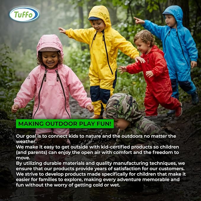 Tuffo Muddy Buddy Kids Waterproof Rain Suit One-Piece Coverall, Dual Zippers - Image 7