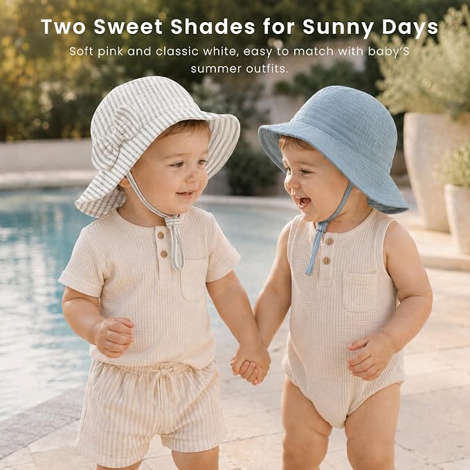 Konssy 2-Pack Muslin Baby Sun Hats - Image 4