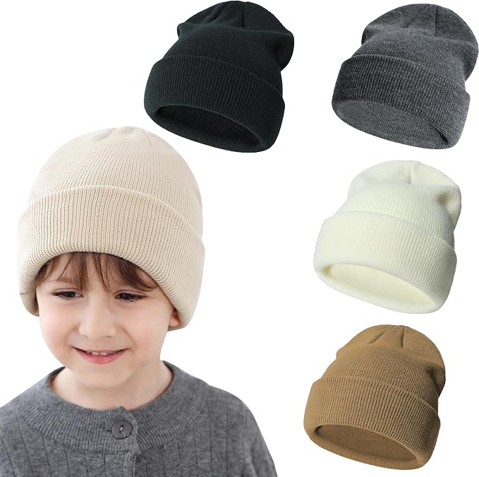 Baby Toddler Infant Winter Soft Knit Beanie Hats Set by SeaZaela