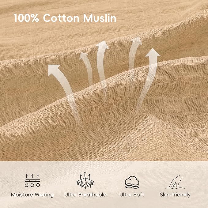david's kids 4 Pack Baby Muslin Swaddle Blankets 47" x 47", 100% Cotton Swaddle - Image 7