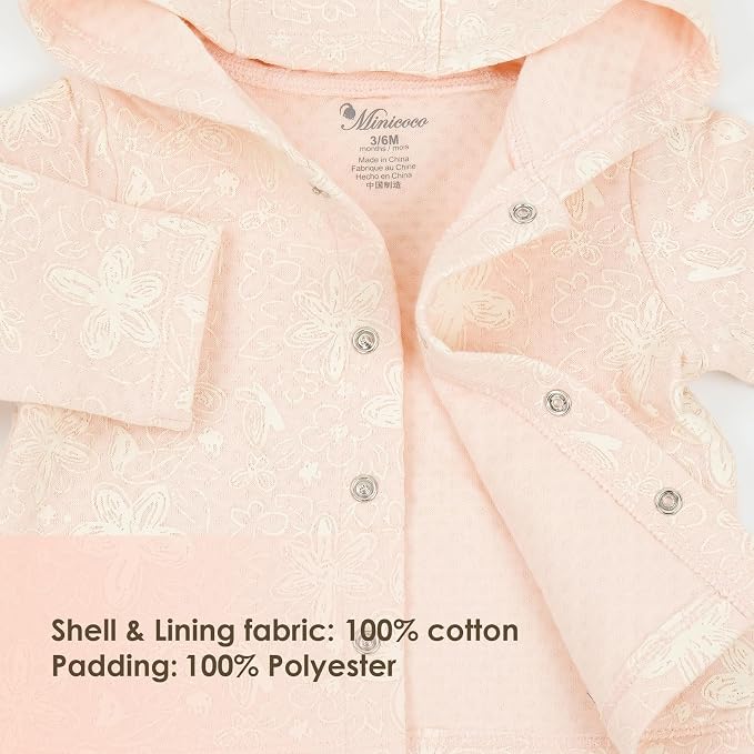 Baby Girl Jacket 0-12M, 100% Cotton Lightweight Comfortable Infant Jacket - Image 4