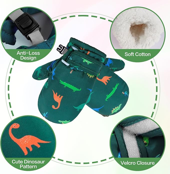 Toddler Mittens Lined Fleece Snow Gloves - Image 2