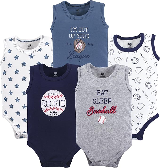 Hudson Baby Basics Unisex Baby 5-Pack Sleeveless Baby Bodysuits by HudsonBaby