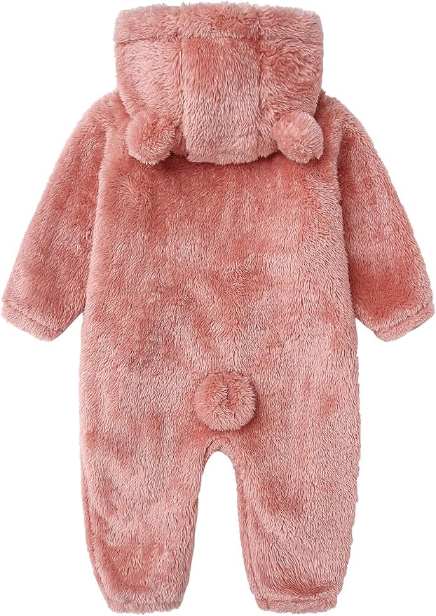 Baby Furry Jumpsuit Infant Bear Onesies Zipper Long Sleeve One-Piece Romper - Image 2