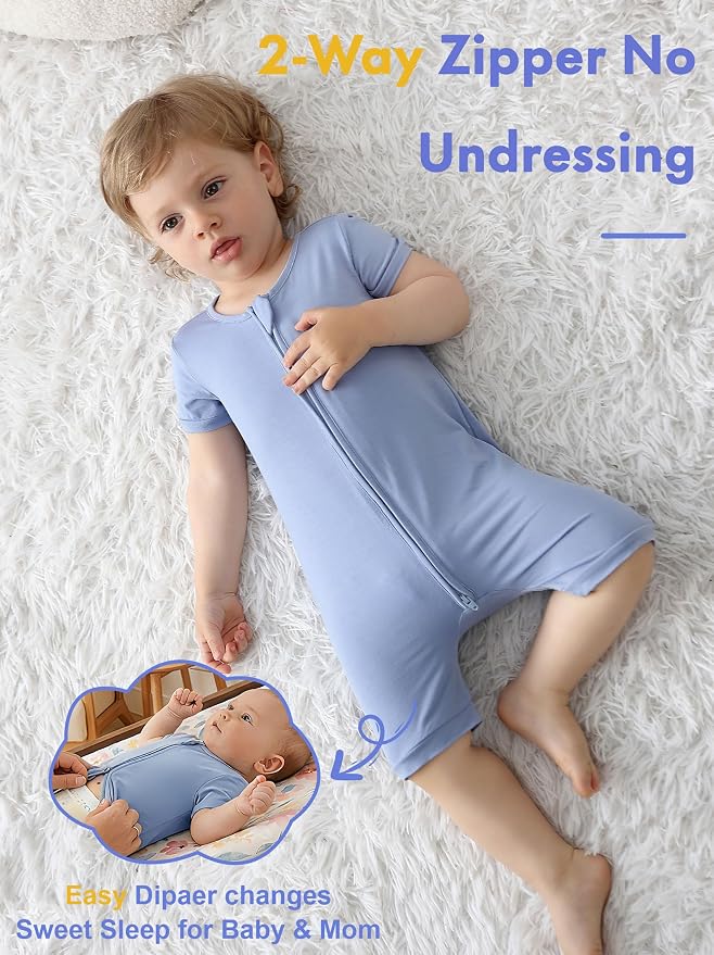 JunNeng Viscose from Bamboo Baby Sleeper, Short Sleeve Romper Jumpsuit | 2 Way - Image 5