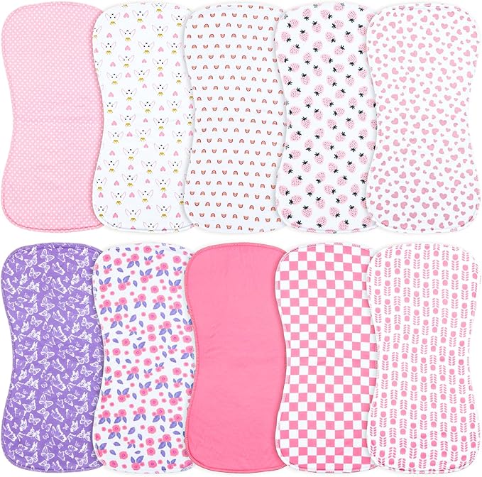 10-Pack Burp Cloths for Baby Boys and Girls by Benoxine