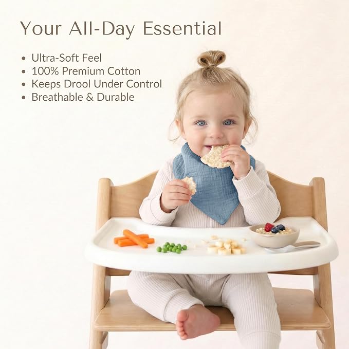 Konssy 10 Pack Baby Muslin Bandana Bibs - Image 6