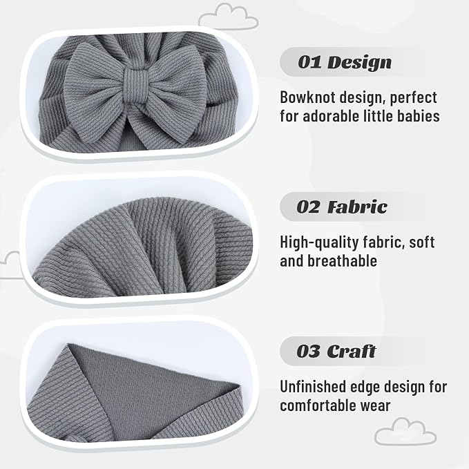 Cinaci 4 Pieces Baby Girls Turban Hats - Image 3