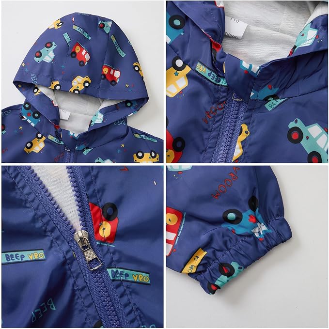 FYMNSI Toddler Baby Boys Girls Hooded Jacket Windbreaker Lightweight Dinosaur - Image 6