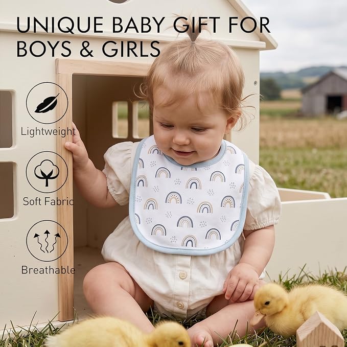 10 Pack Cotton Snap Bibs for Baby Boy Girl, Super Soft Drool Bibs for Teething - Image 3