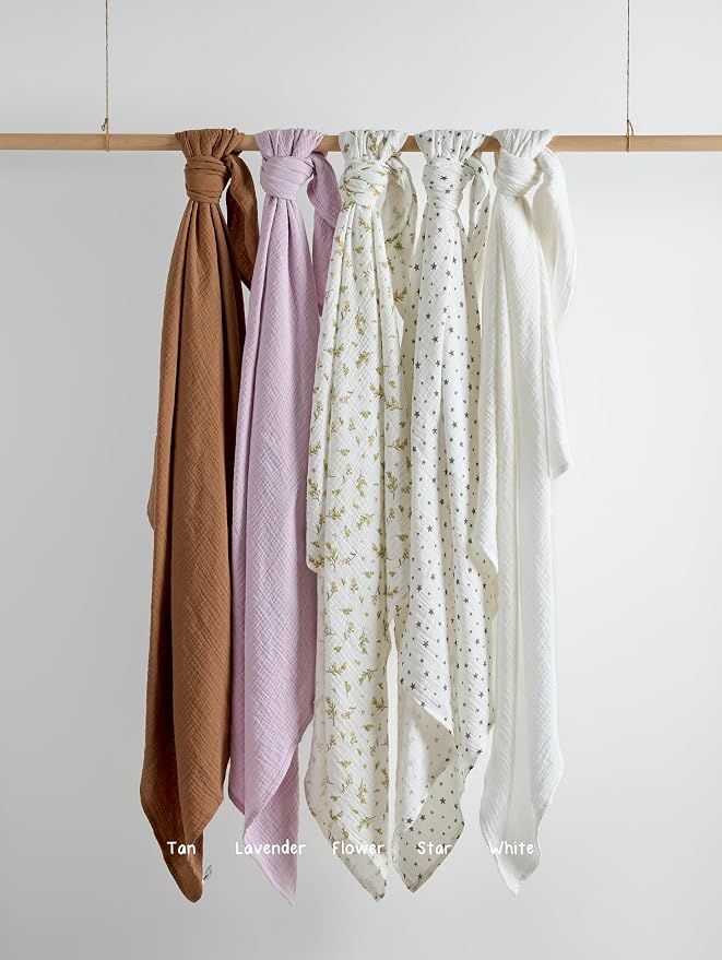 Meracorallo Muslin Swaddle Blanket, 100% Cotton Receiving Blanket, Lavender | - Image 6