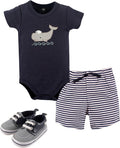 Hudson Baby Unisex Baby Cotton Bodysuit, Shorts and Shoe Set by HudsonBaby