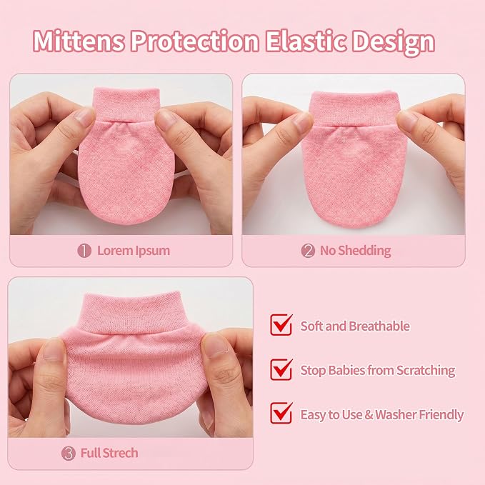 8 Pairs Newborn Baby Mittens No Scratch Infant Baby Cotton Gloves Newborn - Image 6
