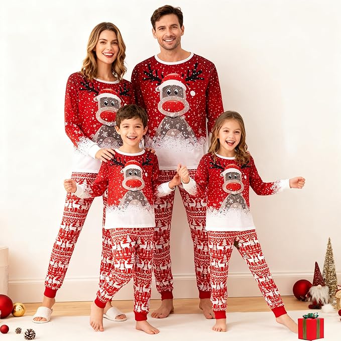 Awoscut Family Christmas Pajamas Matching Pajamas for Family, Xmas PJs Sets Holiday Sleepwear