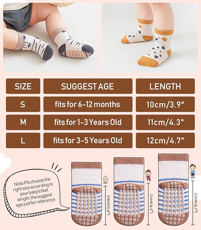 LANLEO Baby Toddler Socks with Grips Baby Toddlers Girls Boys Non Slip Grip - Image 6