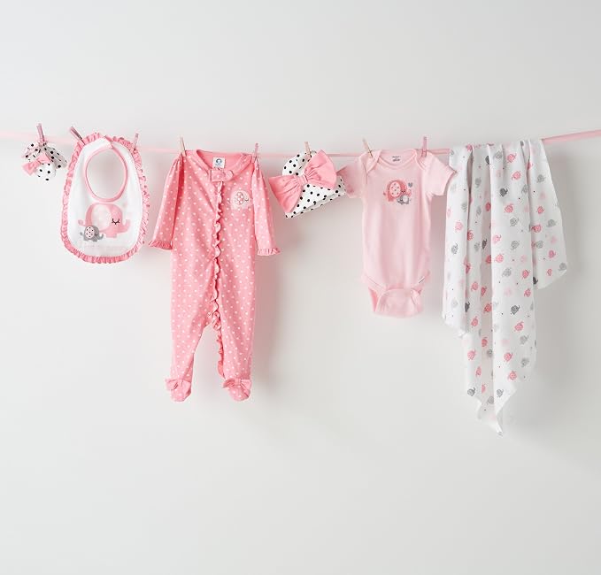 Gerber Baby Girls 5-Pack Short Sleeve Variety Onesies Bodysuits - Image 6