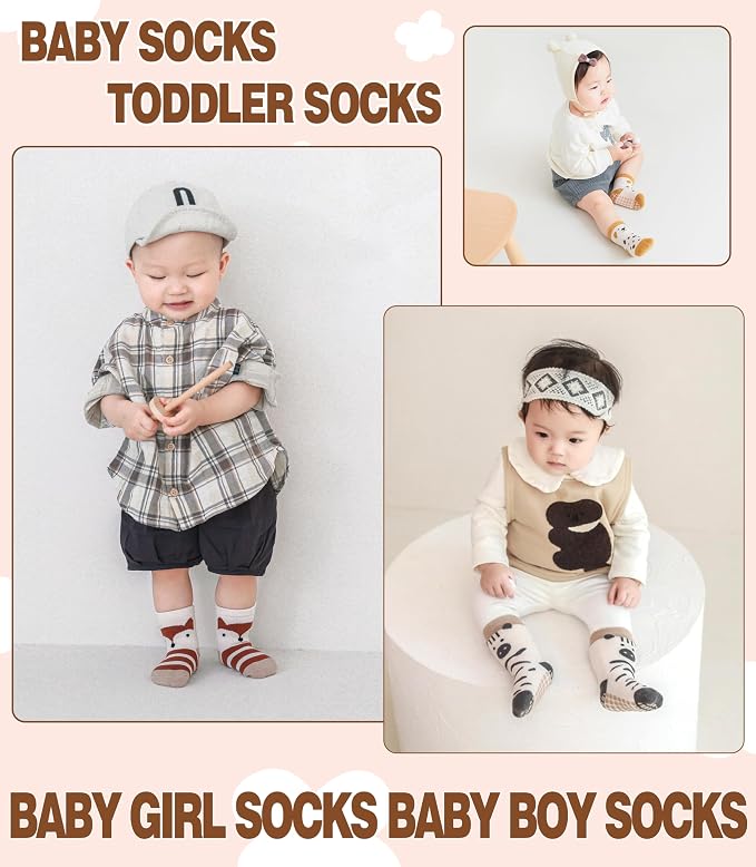 LANLEO Baby Toddler Socks with Grips Baby Toddlers Girls Boys Non Slip Grip - Image 7