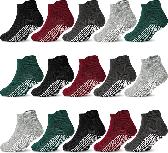 GRPSKCOS Non Slip Toddler Socks 15 Pairs Toddler Grip Anti Skid Low Cut Socks by GRPSKCOS