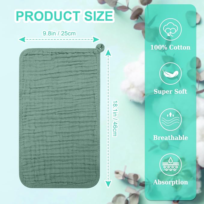 Accmor 6 Pack Muslin Burp Cloths 100% Cotton 20''x10'' Large Extra Soft and - Image 3