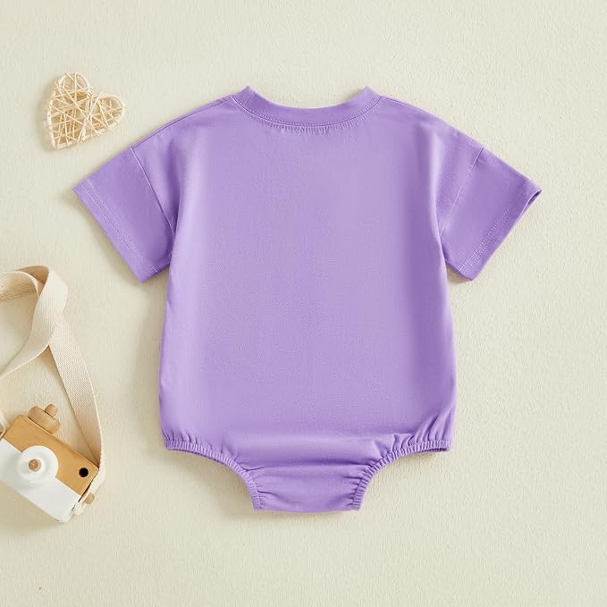 Baby Boy Girl Bubble Romper Infant Plain Oversize T-shirt Bodysuit - Image 3
