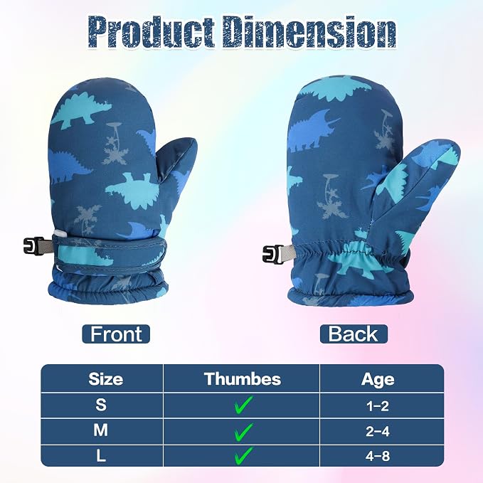 Toddler Mittens Lined Fleece Snow Gloves - Image 4