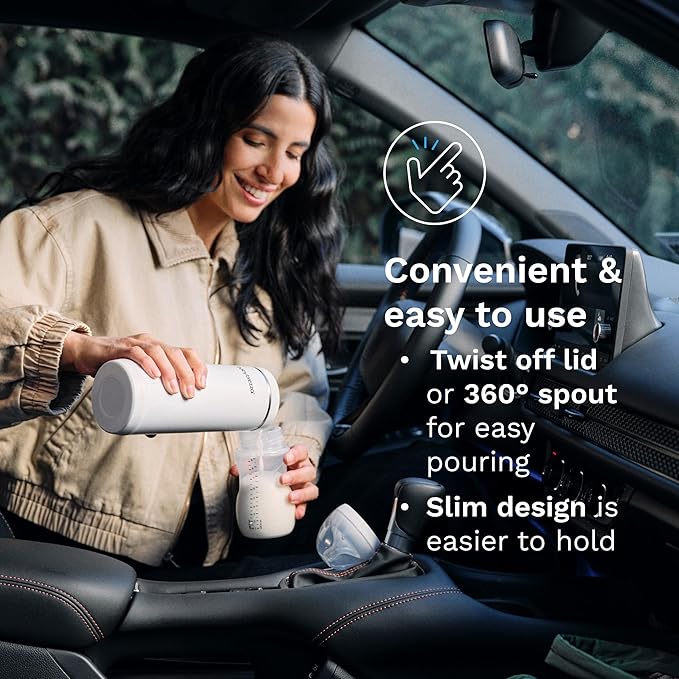 Baby Brezza Portable Warmer – 67% Faster Baby Bottle Warming - Travel Breastmilk and Formula Warmer - Safe, Even Heating - Up to 9oz - No Adapters, Green