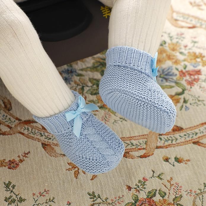 Baby Booties Newborn 100% Cotton Cozy Knit First Shoes | Soft Cute Shower Gift - Image 5