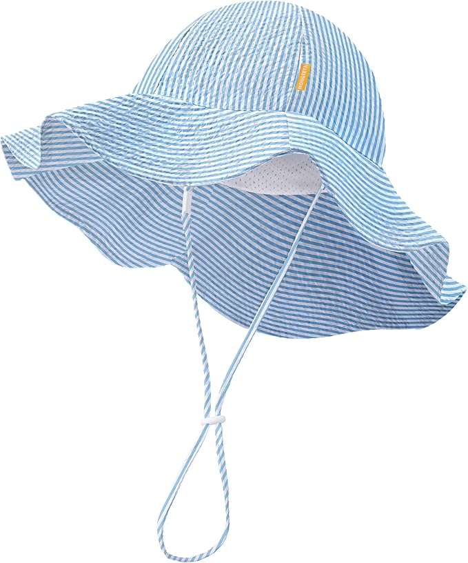 HONGTEYA Baby Sun Hat Wide Brim Adjustable Toddler Beach Bucket Hat | Soft by HONGTEYA