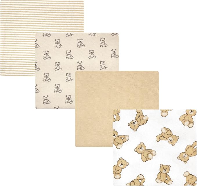 Hudson Baby Unisex Baby Cotton Poly Flannel Receiving Blankets, Teddy Bears by HudsonBaby