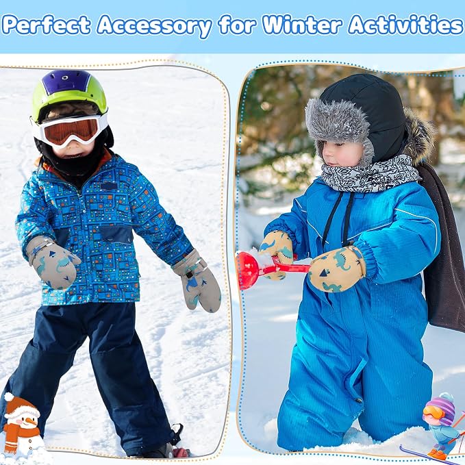 Olreco Baby Toddler Mittens Waterproof Infant Baby Winter Mittens Toddler Snow - Image 3