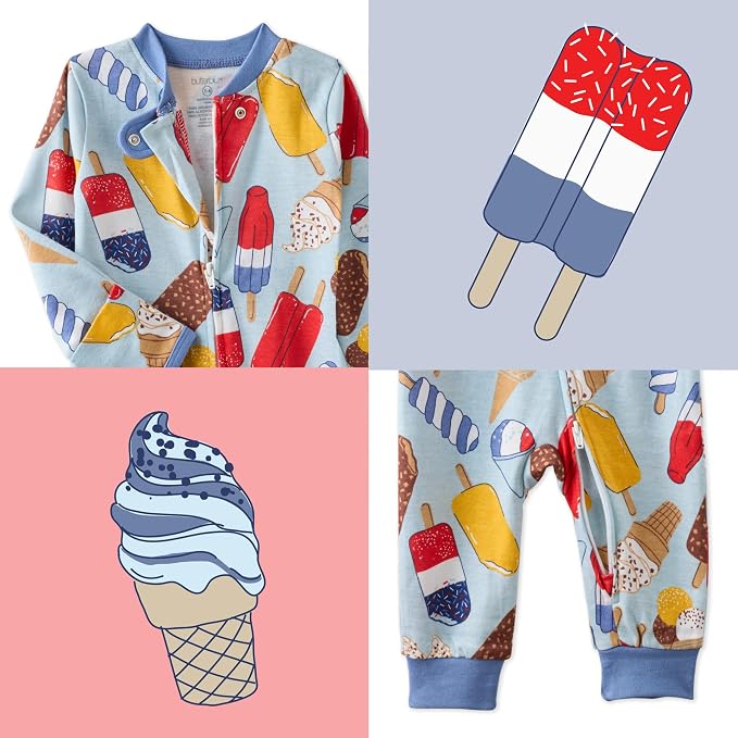 Butterblu Shadow Sleep & Play 100% Cotton Footless Two Way Zip Front PJs - Image 5