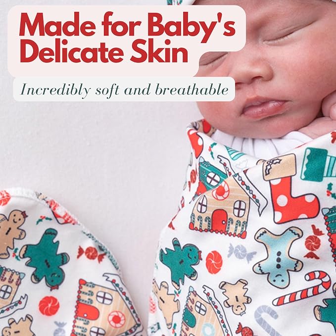 Newborn Swaddle Blanket Set, Matching Beanie - Image 4