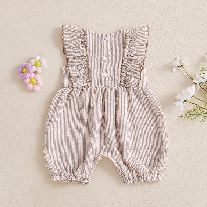 FOCUSNORM Newborn Baby Girl Summer Clothes Daisy Flying Sleeve Jumpsuit Romper - Image 7