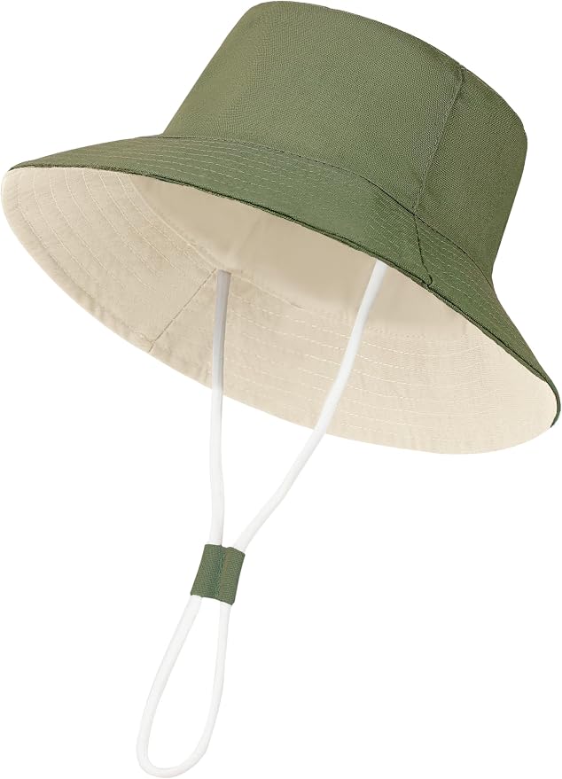 Baby Boy Sun Hat Toddler Bucket Beach Hat Girl UPF 50+ Cotton Linen by YMYDYFC