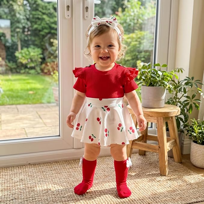 Giraropa Newborn Baby Girl Clothes Smocked Bubble Romper Dress + Socks + - Image 4
