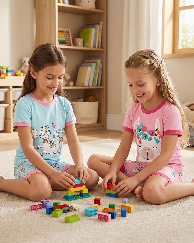 DAUGHTER QUEEN Girls Summer Pajamas Set 4 Pieces 100% Cotton Sleepwear Size 18 - Image 2