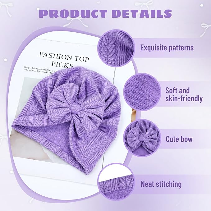 Cinaci 4 Pieces Baby Girls Turban Hats - Image 3