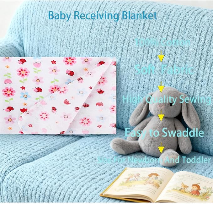 New Flannel Receiving Blankets 4 Pcs, Baby Swaddle Blankets, Infant Flannel - Image 5
